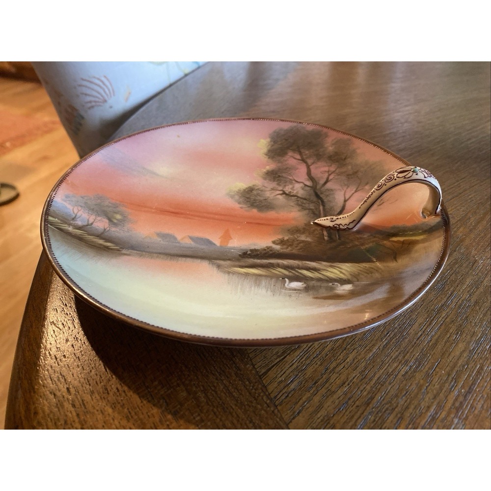 vintage, hand-painted porcelain plate, from the Noritake Lusterware collection